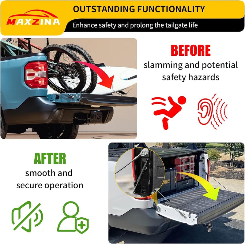 Maxzina Tailgate Assist Compatible with 2022-2025 2026 Ford Maverick Truck Tailgate Slow-Drop Accessories Tail Gate Shock Damper for 2024 Maverick Accessories (1PC) - Image 4